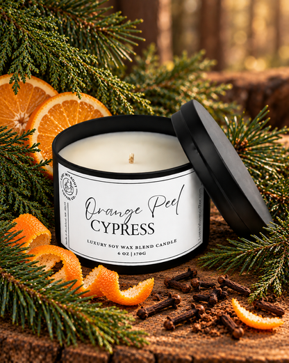 Soy Wax Candles | 6 oz Orange Peel Cypress