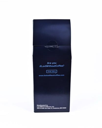 Fresh Roasted Coffee packaging with branding and ordering information on the back.