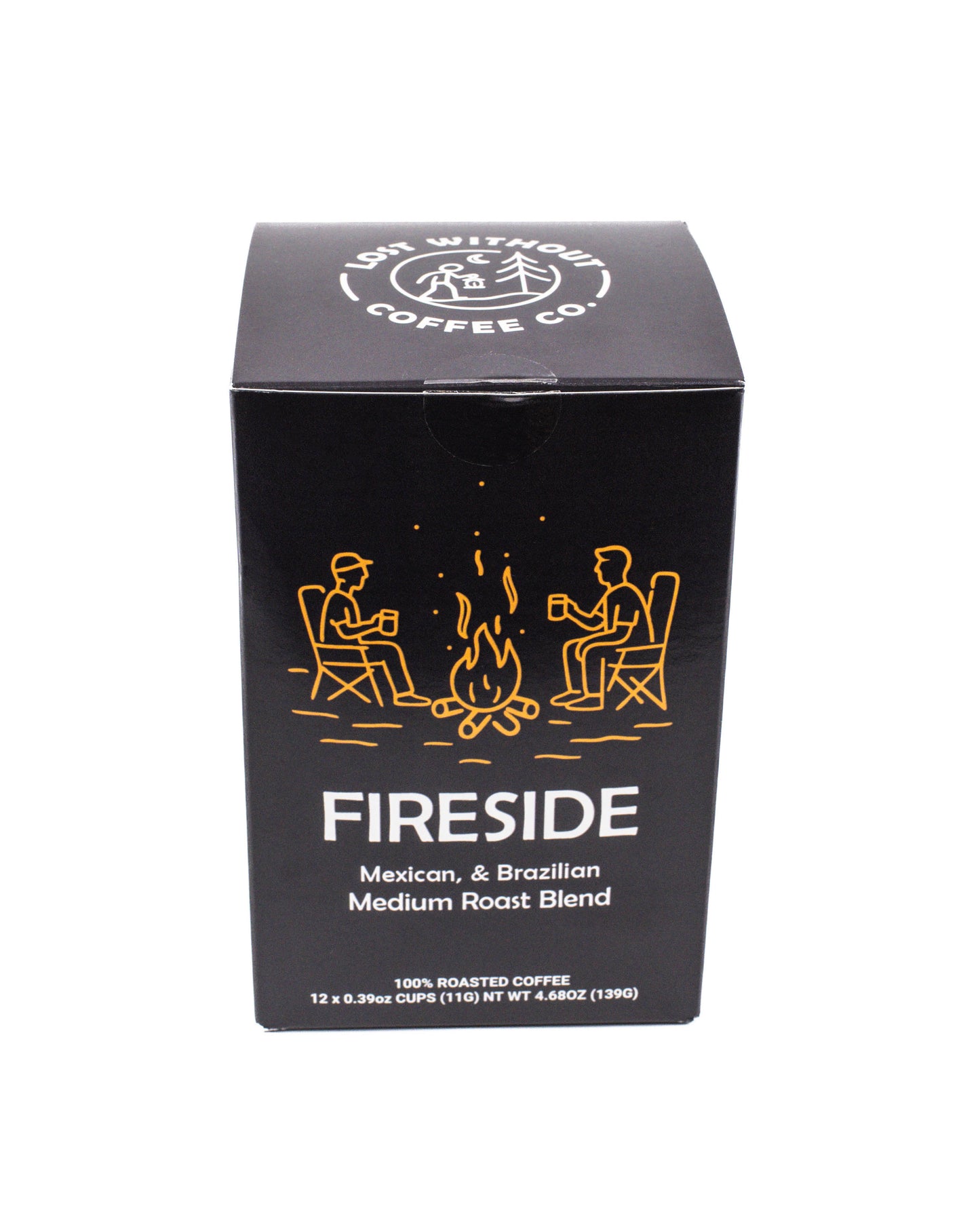 Fresh Roasted Coffee - Fireside Medium Roast Pods 12 pack featuring Mexican and Brazilian blend.