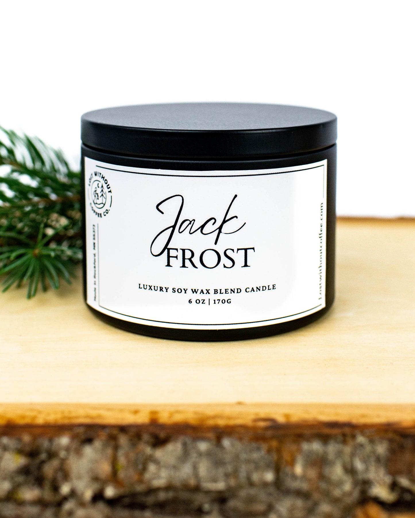 Soy Wax Candles - Jack Frost 6oz luxury candle with sweet juniper and holiday fruit scent.