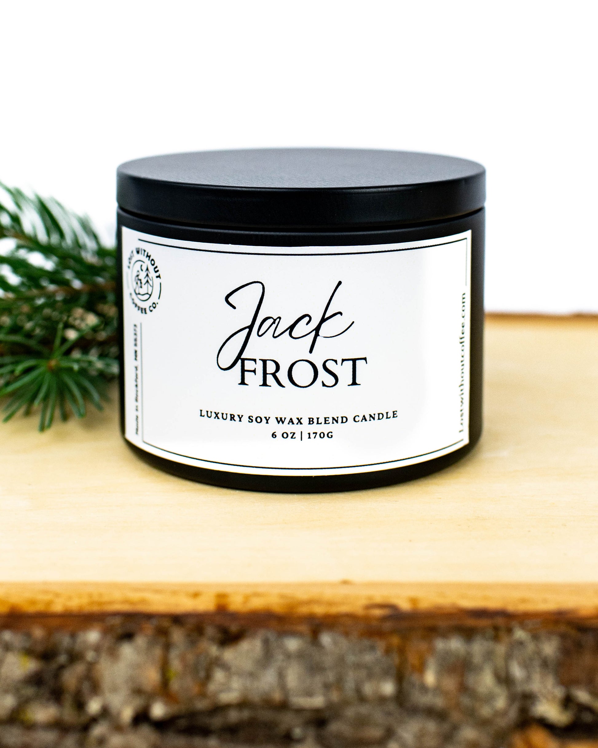 Soy Wax Candles - Jack Frost 6oz luxury candle with sweet juniper and holiday fruit scent.