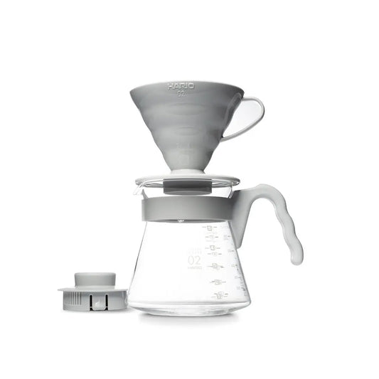 Hario V60 02 Plastic Pour Over Coffee Starter Kit - Pale Gray Espresso Parts