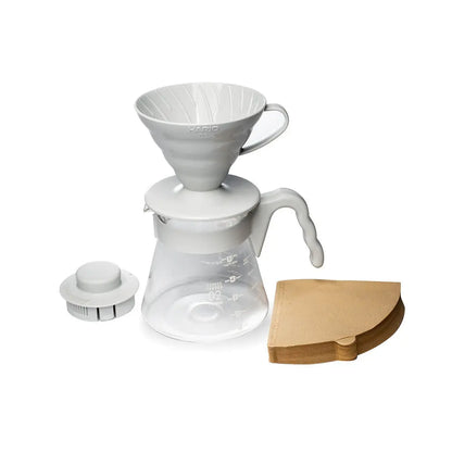 Hario V60 02 Plastic Pour Over Coffee Starter Kit - Pale Gray Espresso Parts