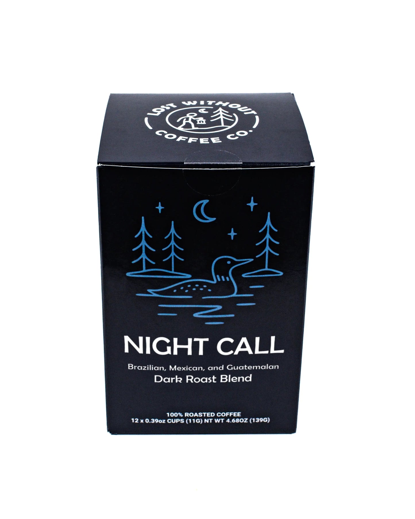 Dark Roast Coffee Pods - Night Call - 12 Count Single Serve Cups Lost Without Coffee Co.