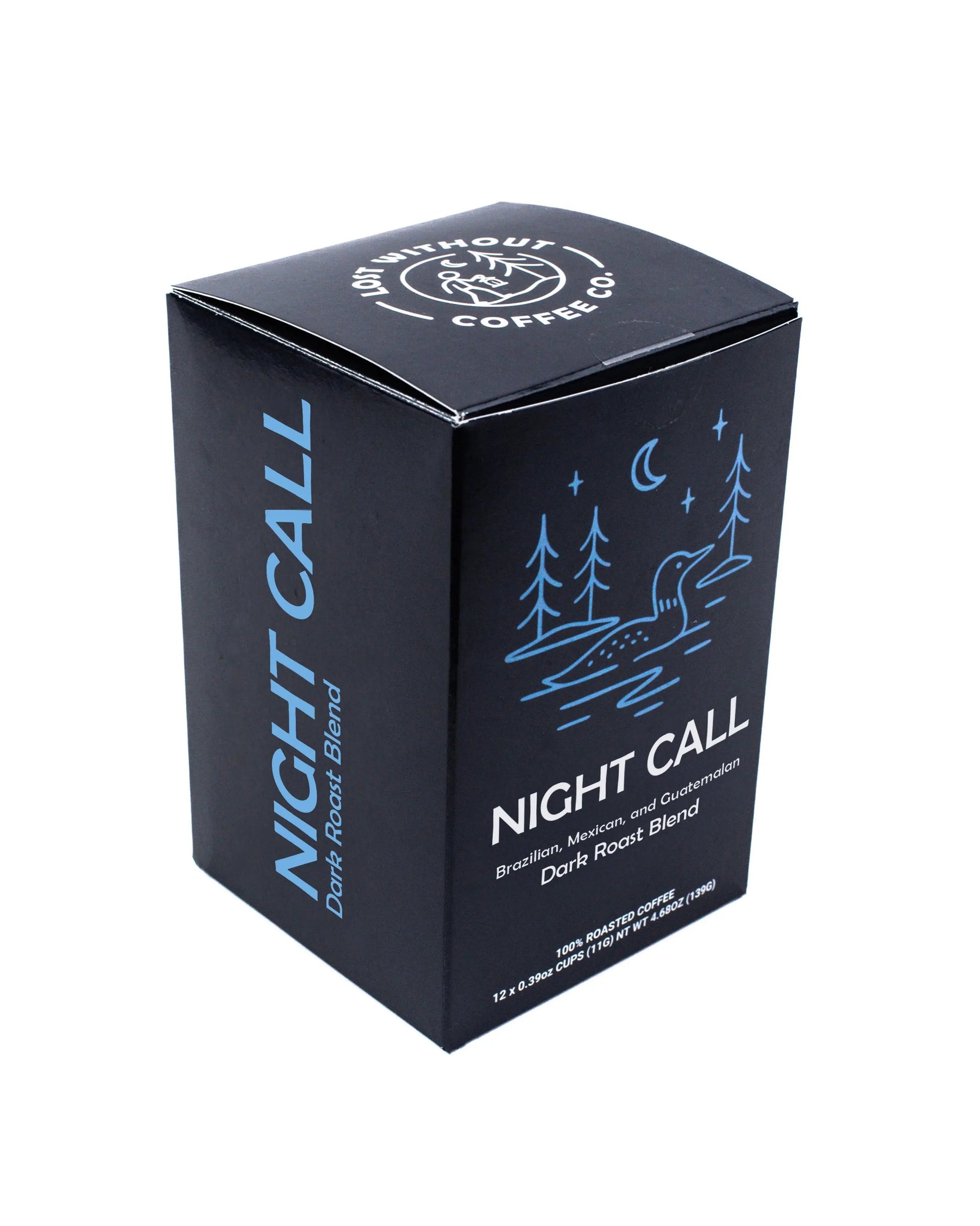 Dark Roast Coffee Pods - Night Call - 12 Count Single Serve Cups Lost Without Coffee Co.